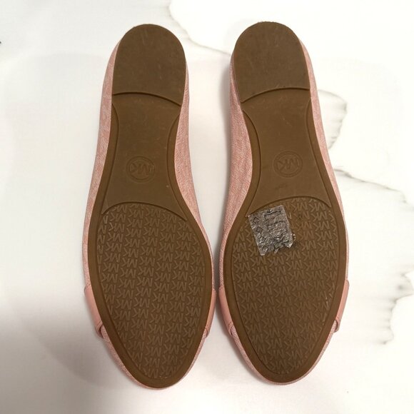 Michael Kors Jilly Logo Print Ballet Flats MK Hardware Pink Soft Girl Size 8M - Picture 8 of 11